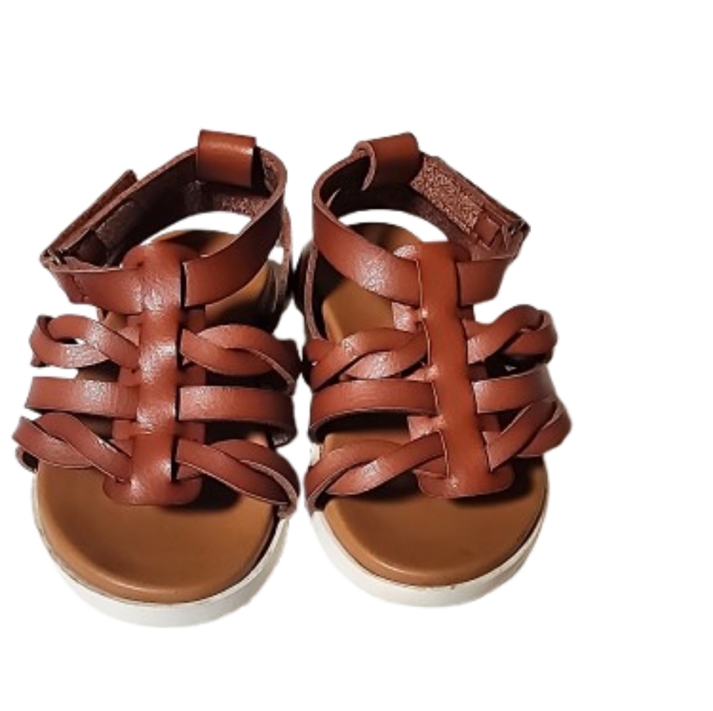 Brown Leather Baby Gladiator Sandals